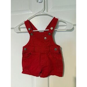 Vintage Happy Kids red denim overall romper size 18 months